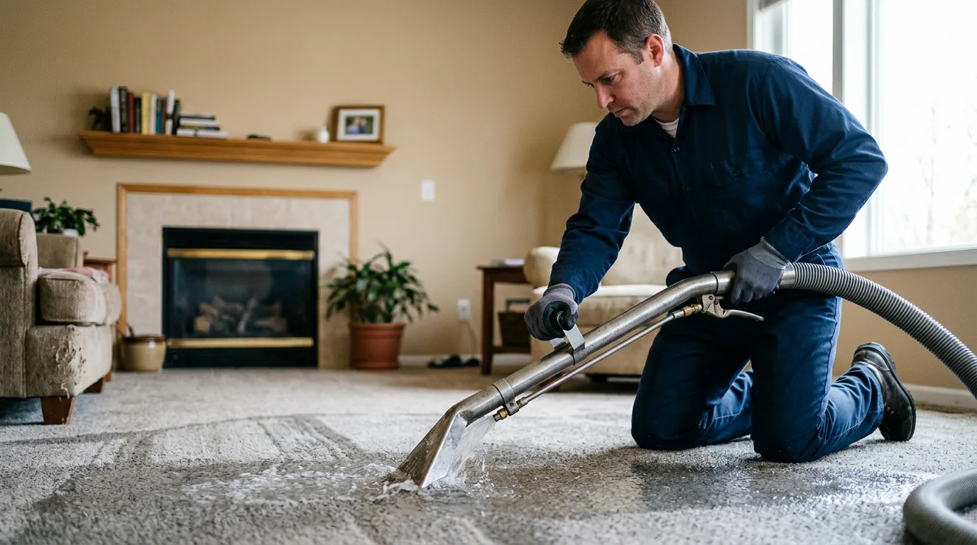 Water damage restoration technician working near Ipswich, SD